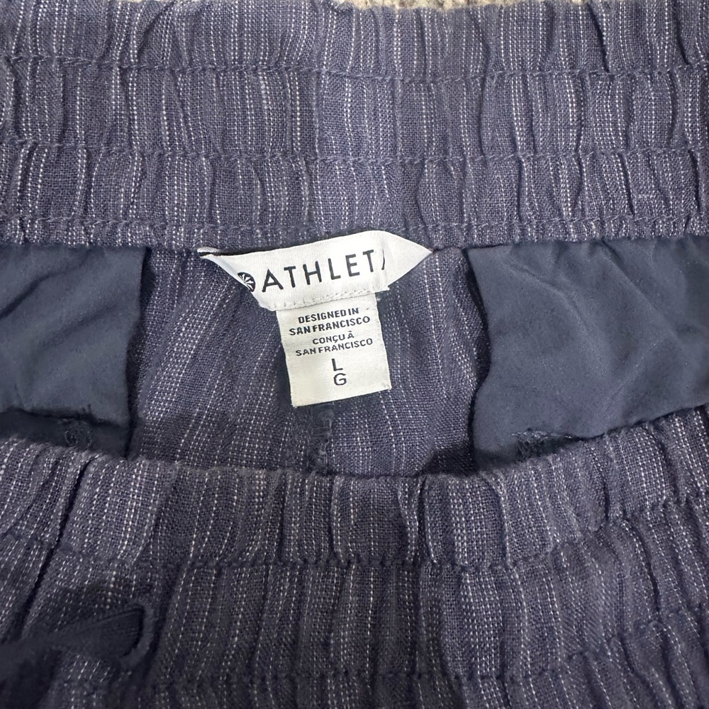 Athleta Women’s Blue Retreat Drawstring Linen Pants Size Large - Picture 7 of 9